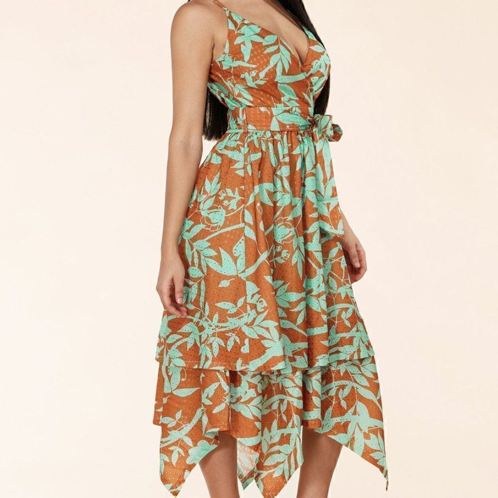 L'atise by Amy Handkerchief Hem Midi Dress - Floral Eyelet - Picture 4 of 11